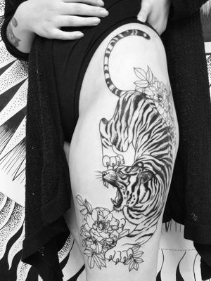 🖤 Blackwork tiger in progress 🐅🖤