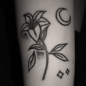 Lonely flower in the night times 🥀                \\Handpoked