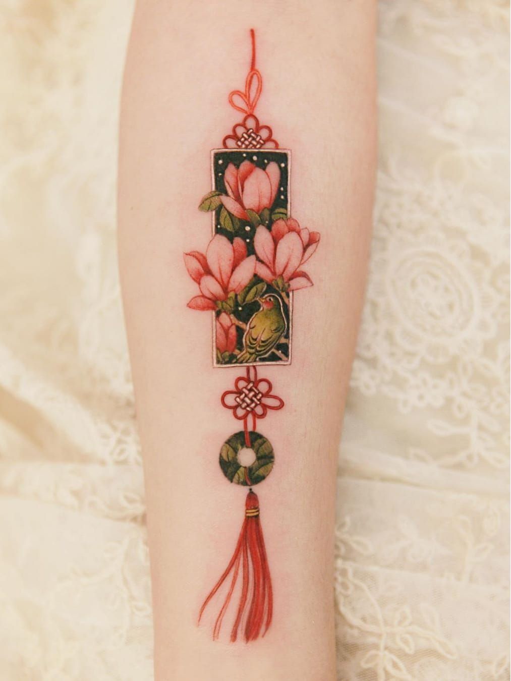 Tattoo uploaded by Tattoodo • Ornamental tattoo by Sion #Sion  #TattooistSion #ornamentaltattoos #ornamental #ornaments #jewels  #decorative #jewelry #adorn #gems #crystals #diamonds #pearls #floral  #norigae #knot #bird #flower • Tattoodo