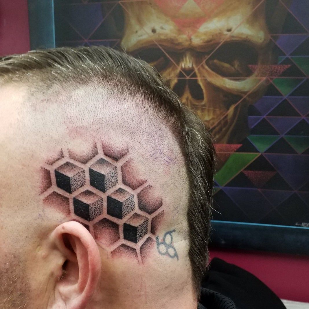3D Honeycomb Tattoo by johnsnowart  Tattoogridnet
