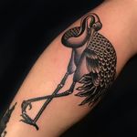 Crane tattoo by Katie Gray #KatieGray #cranetattoos #crane #birds #feathers #wings #flying #animal #nature #traditional