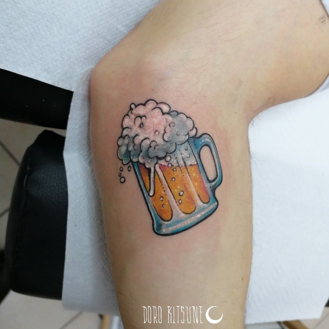 Arm Beer Tattoo by Mambo Tattooer