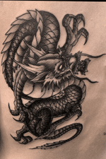 Black and grey japanese style dragon. Done by @eddiezavala.arte @ @classictattoogv