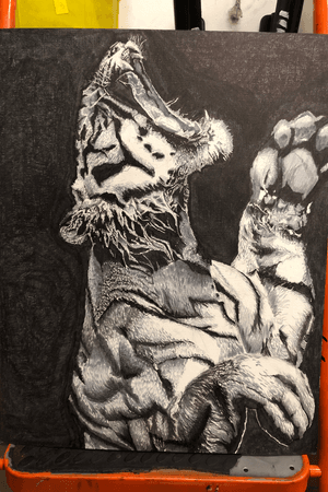 Black and grey ink tiger portrait