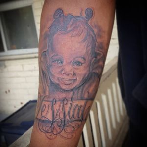 Baby portrait and freehand lettering