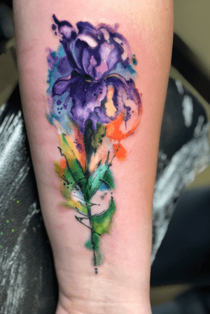 Watercolor iris #watercolor #tattoo #iris #color #beautiful #colortattoo #evolvedbodyart