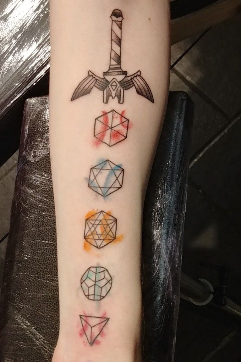 Polyhedral Dice Sword Sticker by pixeptional  Nerdy tattoos Fantasy  tattoos Sword drawing