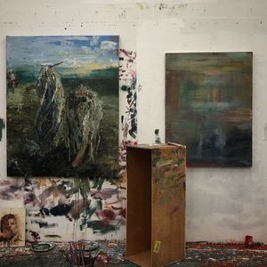 Painting by Alex Merritt in his studio  #AlexMerritt #BoothGallery #FineArt #painting