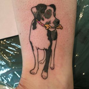 #dogtattoo #dog #greatdane #tattoo #tattoos #fusionink #tattooedgirls #simpletattoo #simple #greenlandnh #nhtattoo #splatterpalettetattoo #illustrativetattoo #illustrative 