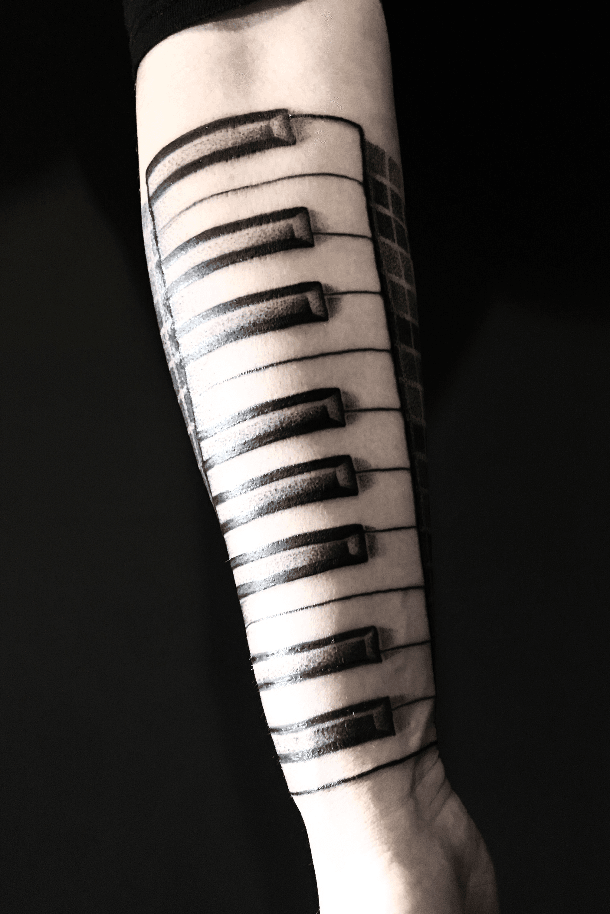Piano keys done by Carlos Rodriguez at Tattooed Planet in Tempe AZ  r tattoos