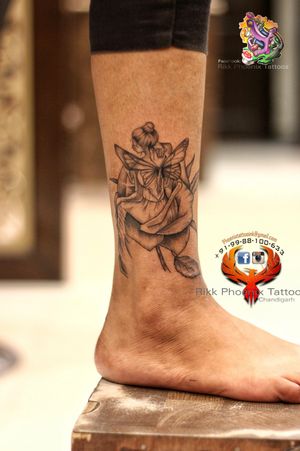 Fairy angel tattoo on ankle Ankle Tattoos || Shading Tattoos