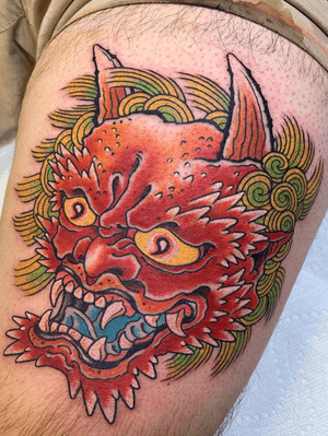 Oni head. For appointments email Beau@capturedtattoo.com 
