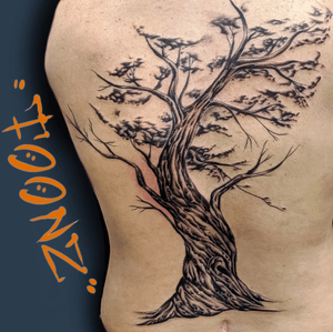 100% free hand tree tattoo