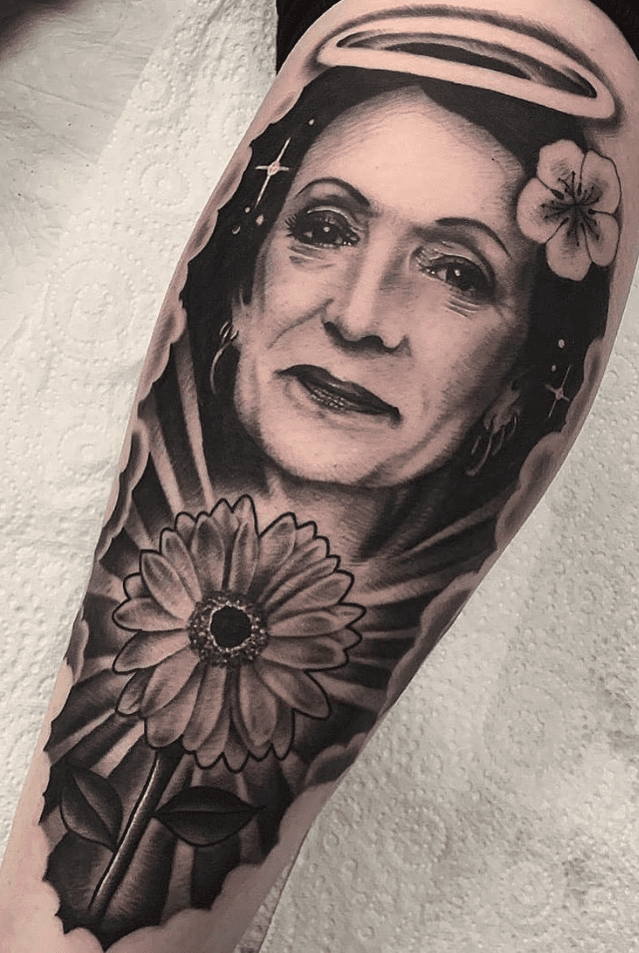 memorial tattoo  Portrait tattoo sleeve Tattoos for daughters Sleeve  tattoos
