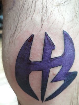 Tattoo number 10. Old school Hardy Boyz logo. Done by Chuckie at DeKalb Tattoo Company. #hardyboyz #jeffhardy #matthardy #team2xtreme #wwe #logo #dekalbtattoocompany #legtatattoo 