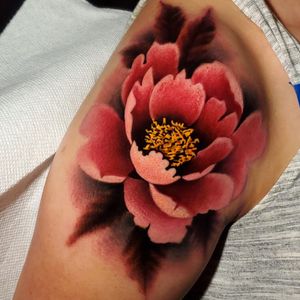 Peony Tattoo ...#tattoo #tattoos #tattooartists #tattooartist #dfw #dallas #denton #lewisville #neotraditionaltattooers #peonytattoo #peony #floral #floraltattoo #womenempowerment 