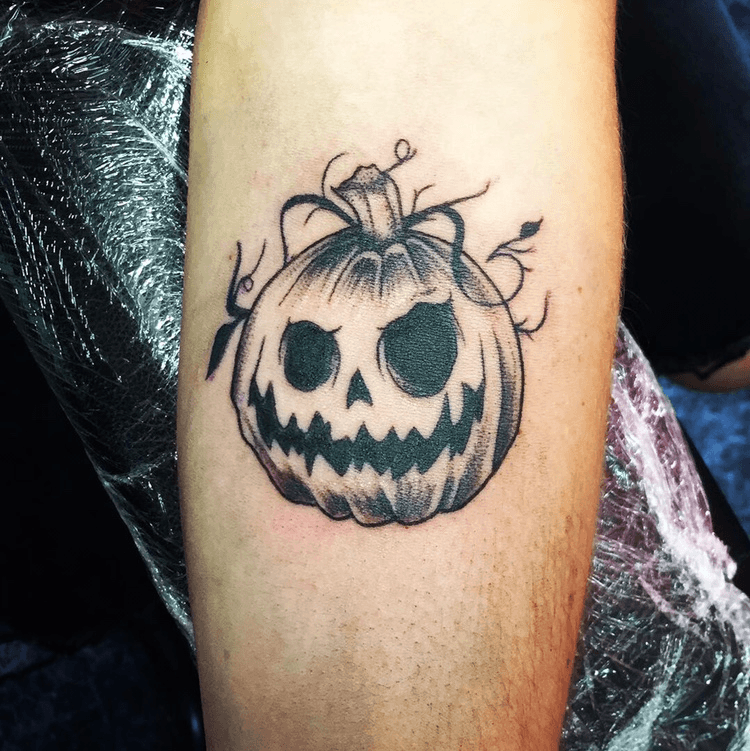 Bob Tyrrells Night Gallery  Tattoos  Black and Gray  Pumpkin Skull