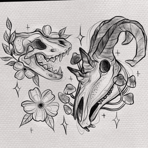 #skull #os #demon #evil #plants #plant #botanical #blackwork #darkart #nantes #france