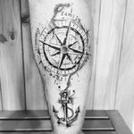 Compass and anchor in sketch style