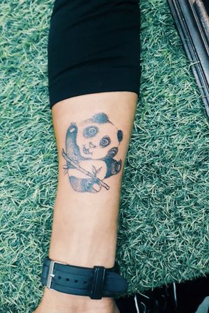 Panda tattoo and amazing dotted work 😋😎