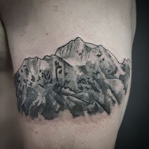 langtang mountain range Cover up tattoo Follow us on @instagram:thamelbabustattoo For appointments and infos DM or call us on 9849527150, 9818246919 #mountainrange #mountaintattoo #blackandgreytattoo #eternalink #shadesofgrey #traveler #coveruptattoo #tattoodo #thamelbabustattoo #tattooschool