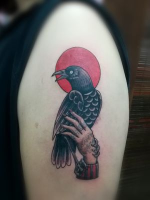Raven designed and inKed by K#tattoo #ink #tatttoos #worldfamousink #eikondevice #greenmonster #tattooaddictsouthafrica #gunwax #thelightningstation #tam #tattoodo #inkbe #raven #raventattoo #traditional #oldschool #hand
