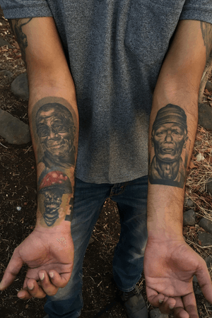 2 years healed. #realism #mushroom #dalailama #realistictattoo #nomadtattoo #mushroomtattoo #sleeveinprogress #sleevetattoo #representation #fineartist #tattooartist #tattoostyle #tattooart #portraittattoo