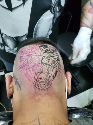 Tattoo em andamento,tattoo do a migo de trabalho ,Victor Vitrola, classic  old style   @banzaibarra 