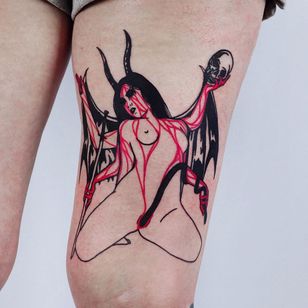 Tatuaje de monstruo por The Wolf Rosario #TheWolfRosario #monstertattoos #monstertattoo #monster #demon #vampire #devil #ghoul #ghost #darkart #horror #blood #skull #death #lady #snake #wings #sword