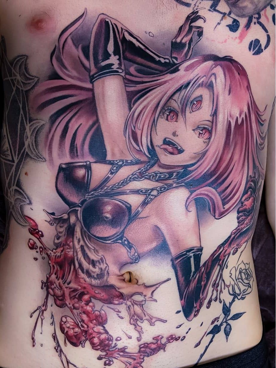 Kingfisher Collective Tattoos  Piercing  Reposted from birdqueendesigns  Not my usual style but soooo much fun Anyone else want an anime pinup  animetattoo btattooing pinuptattoo pinuptattoos animepinuptattoo  deviltattoo shedeviltattoo 