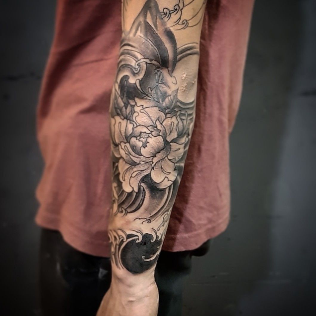 Tattoo uploaded by Thamel Babu's Tattoo • full sleeve on progress japanese  oriental design follow us on @insta:thamelbabustattoo For appointment and  infos DM or call us on : 9849527150, 9818246919 #wip #fullsleeve #