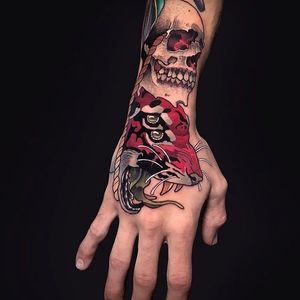 Monster tattoo by Igor Puente #IgorPuente #monstertattoos #monstertattoo #monster #demon #vampire #devil #ghoul #ghost #darkart #horror #tiger #leopard #handtattoo #skull