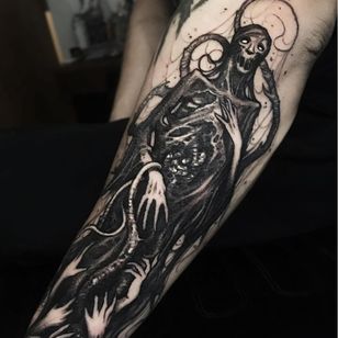 Tatuaje de monstruo de Brandon Herrera #BrandonHerrera #monstertattoos #monstertattoo #monster #demon #vampire #deviel #ghoul #ghost #darkart #horror #reaper #skull #death