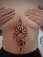 Done by Gorilla Tattoo #linework #underboob #mandala #lotus #flower