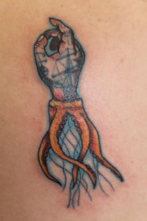 Tattooed hand, octopus, hand, 