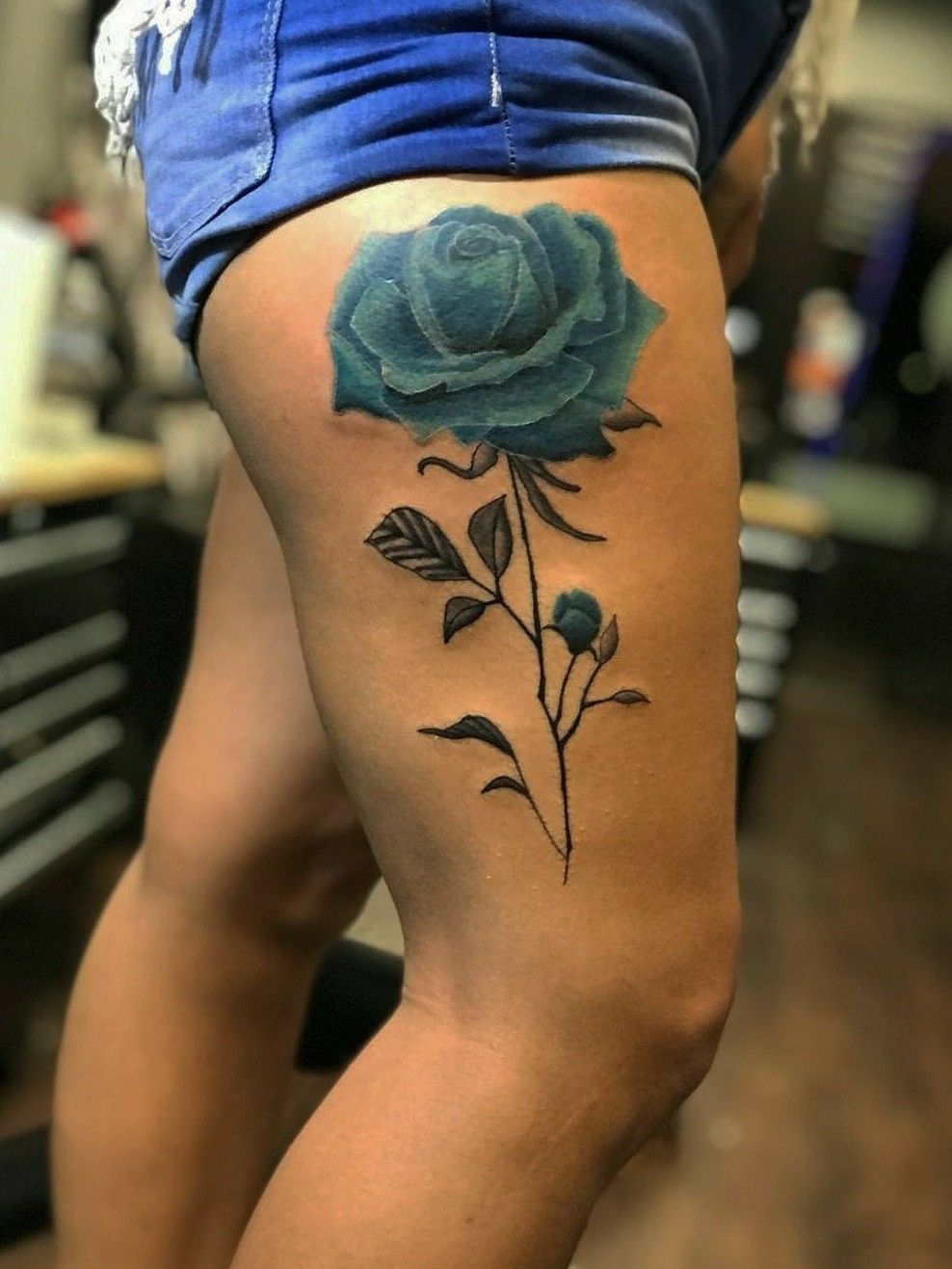 18 Beautiful Blue Rose Flowers Tattoo Pictures