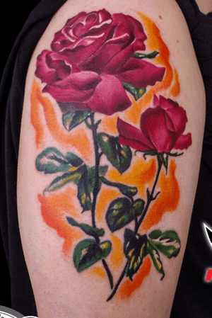My mom and sister passed away on mothers day 2006 the two roses represent them both. The large one is for my mother how she got to live a full life but was taken to soon. The small one is for my sister how she was taken way to soon and not able to bloom. She was 7. This is for them! 
