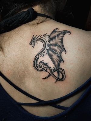 Dragon gray wash tattoo done by Mickey at MZink Tattoo Studio 