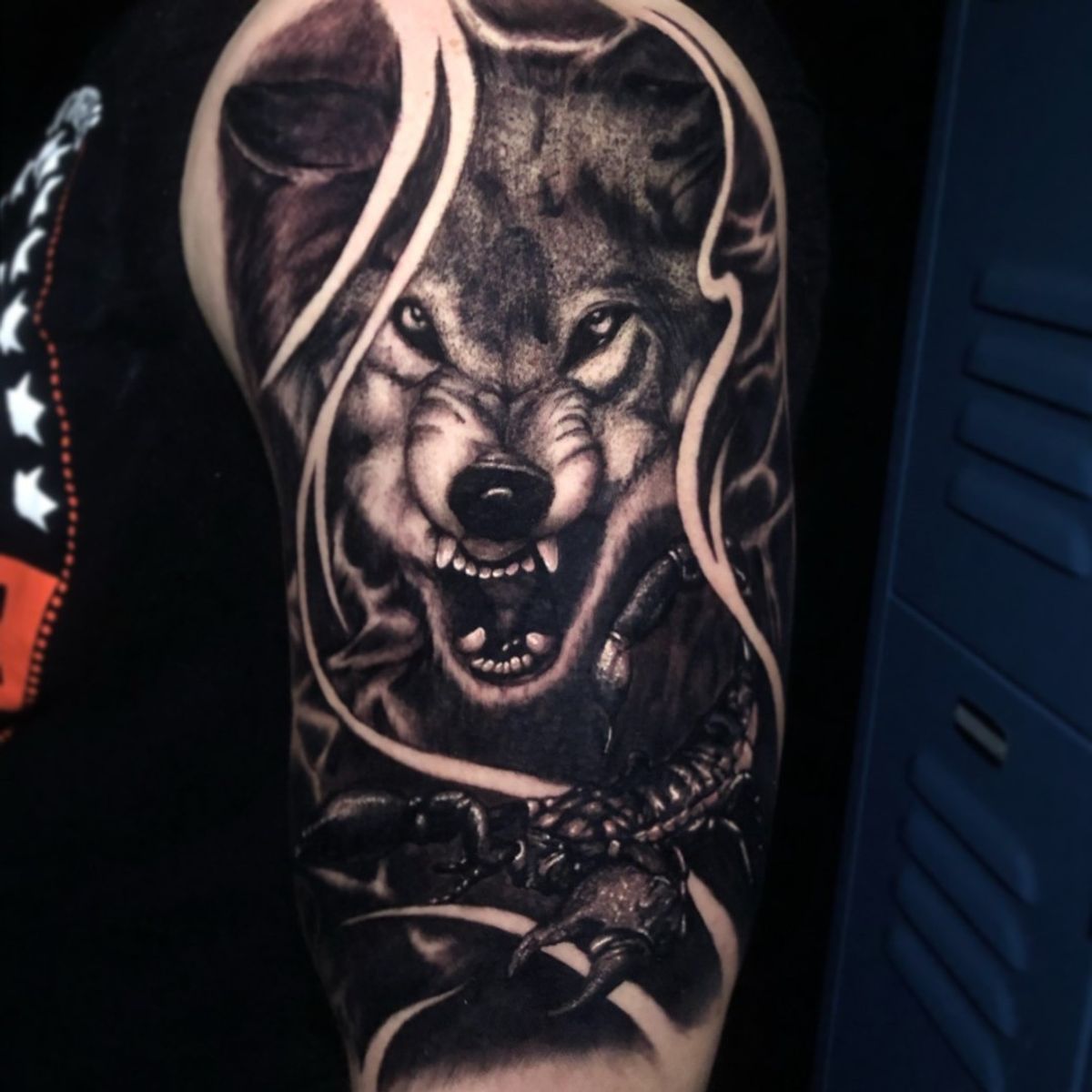 Tattoo uploaded by Lee Belardo • Wolf and scorpion • Tattoodo