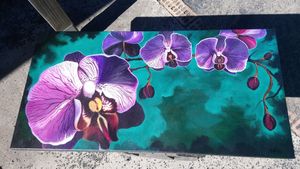 "Orchid Bliss" Original Acrylic CanvasFor Sale 3ft x 1.8ftPerfect for your lounge or business to add some colour.Inquiries Please Email - kltattoos@gmail.com 