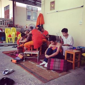 Wat Bang Phra monks tattooing  - photo by Justine Morrow #watbangphra #sakyant #sakyanttattoo #thailand #bangkok #bangkoktattoo #symbol #amulet #powerful #sacred #linework #dotwork #tebori
