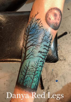 Tree tattoo first session. More color and details togo! Tattoo by Danya Red Legs Aka “Donnie” at Pumping Ink Tattoo hmu!