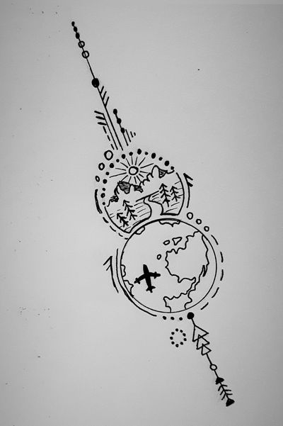 Where do you love to travel? . . #trip #plane #mountaintattoo #planet #adventure #circles #earth #dotwork #atrwork ✈🌍