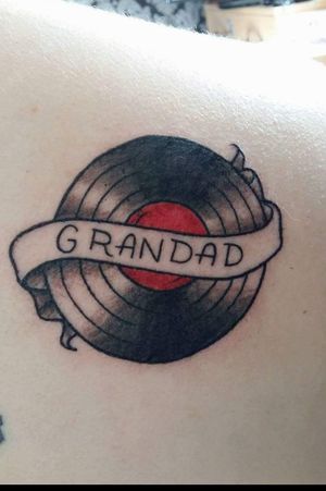 Tribute tattoo #tributetattoo #record #musictattoo #Grandad #blackandredtattoo 