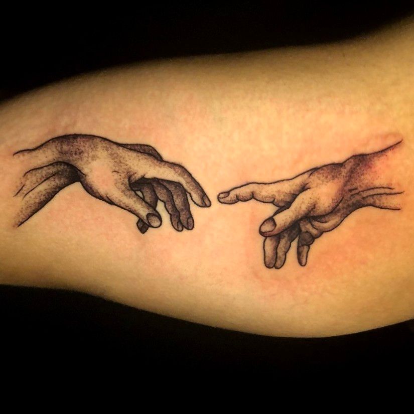 Tribute to Fine Arts Michelangelo Hands Tattoos  Tattoodo