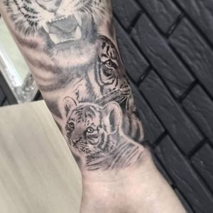 Today we have completed the first part of the hand of Denis.Top of the tattoo is completely healed.▪"Tigers family"▪#тату #тигр #trigram #tattoo #tiger #inkedsense #tattooist #кольщик 