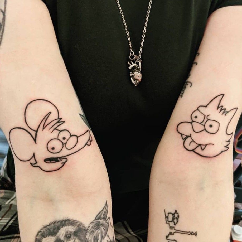 Itchy and Scratchy Simpsons tattoo  Simpsons tattoo Tattoos Friend  tattoos