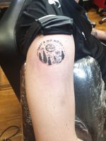 Geek on! Star wars tattoo done yesterday, #awesome #starwarstattoo #geektattoos #moon #drawing #Black #starwars #nerdy #jedi #BlackworkTattoos #circle #thatsnomoon #lancing #shoreham #blackwork #HanSolo #video #starwarsfan 