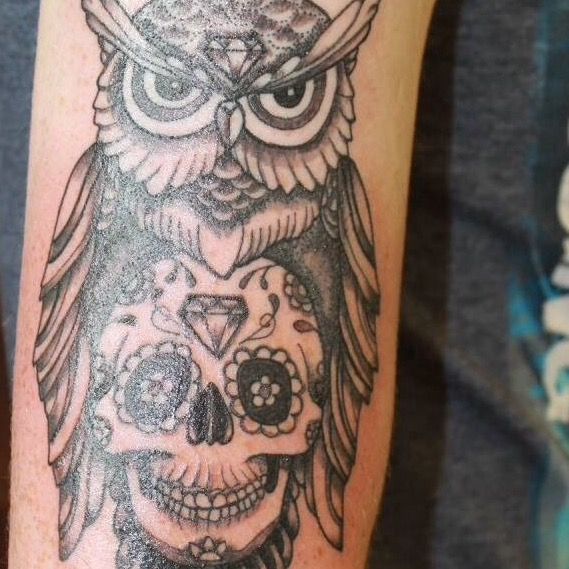Tattoo uploaded by AZSJ  Watercolor owl and skull  Tattoodo