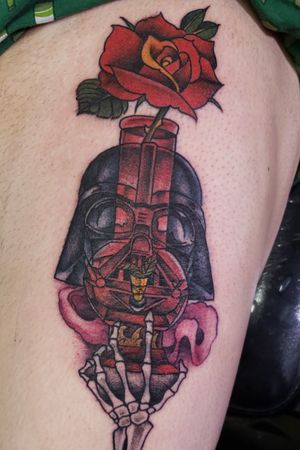 Reunited with my 1st best friend..he loved the grim reaper 420 tattoo so we decided to do a vader ..may the 4th be with you!.#denvetattoo #denvertattooartist #coloradotattooers #colortattoo #traditionaltattoo #neotraditionaltattoo #illustrative  #blackandgreytattoo #realismtattoo #protraittattoo #303 #303tattoo #milehighcity #nocturnaltattoo2 #customtattoo 